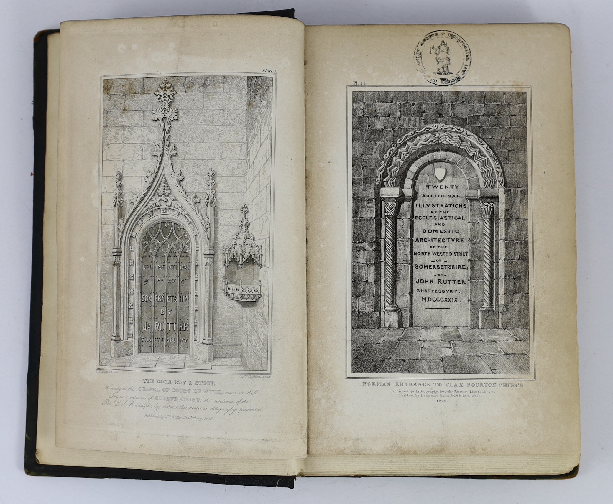 SOMERSET: Rutter, John - Delineations of the North Western Division of the County of Somerset, and of its Antediluvian Bone Caverns...pictorial vignette printed title, pictorial engraved 'additional illustrations' title,